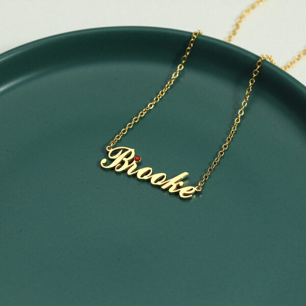 Name Necklace With Birthstone Cvn17 8